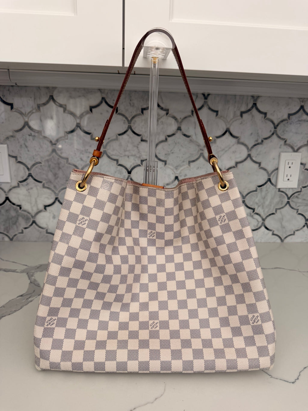 LV Graceful MM Hobo Damier Azur