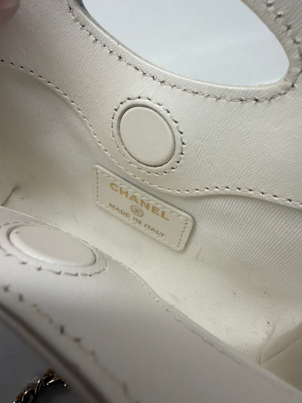 Chanel Nano 31 Shopping Bag — White Calfskin with Gold Hardware