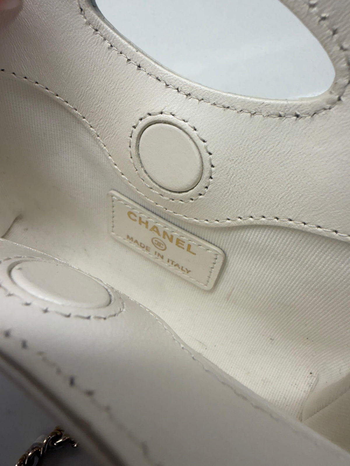 Chanel Nano 31 Shopping Bag — White Calfskin with Gold Hardware
