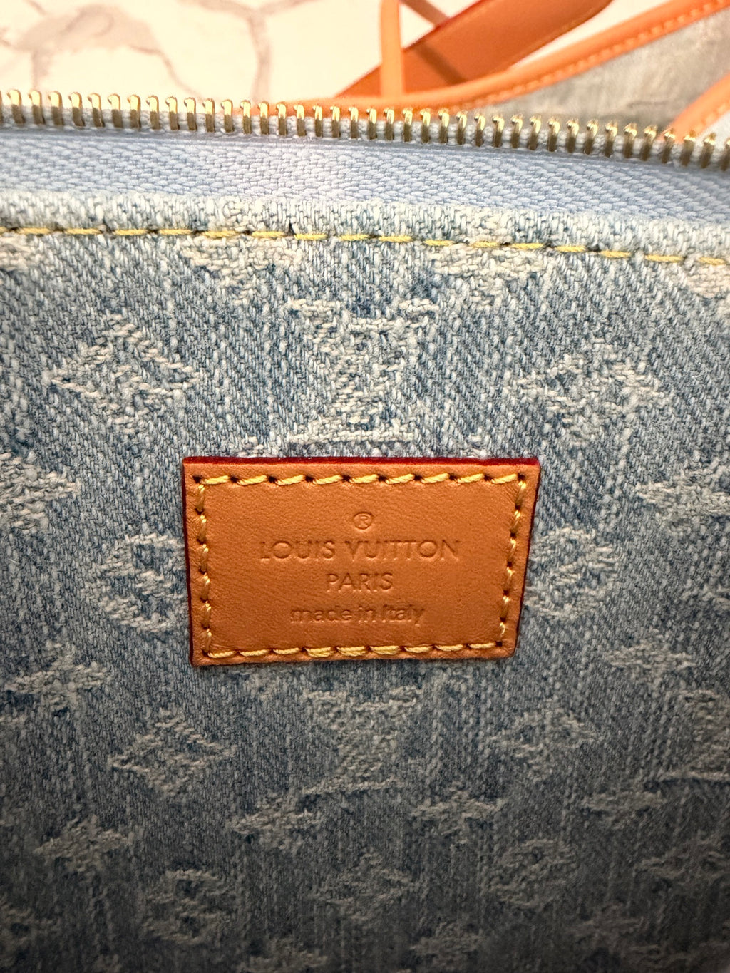 Louis Vuitton Monogram Denim CarryAll PM in Sky Blue with Pochette