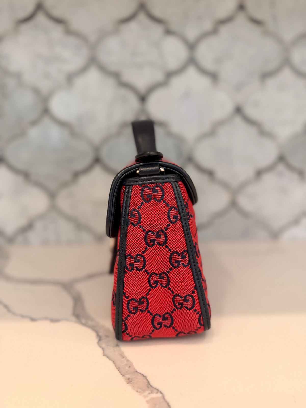 Gucci GG Marmont Small Top Handle Bag — Red GG Canvas