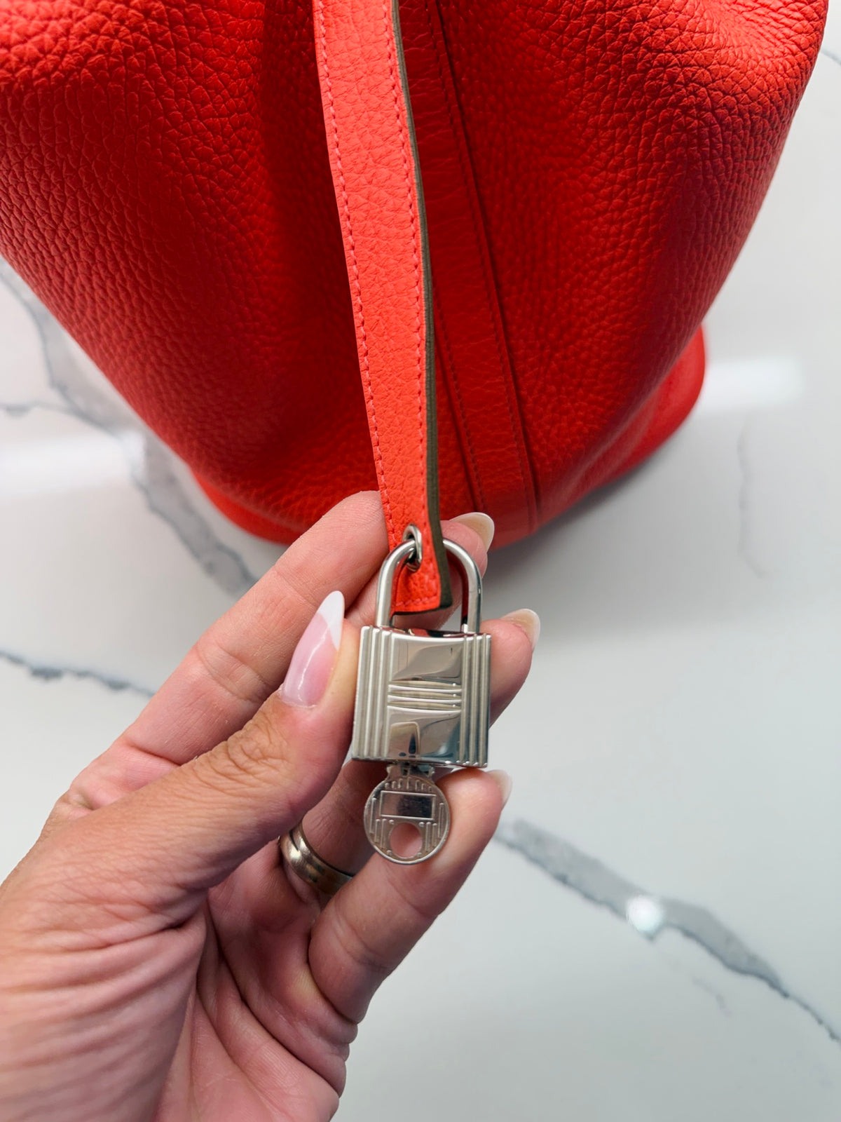 Hermès Picotin Lock 26 — Red Clemence with Palladium Hardware