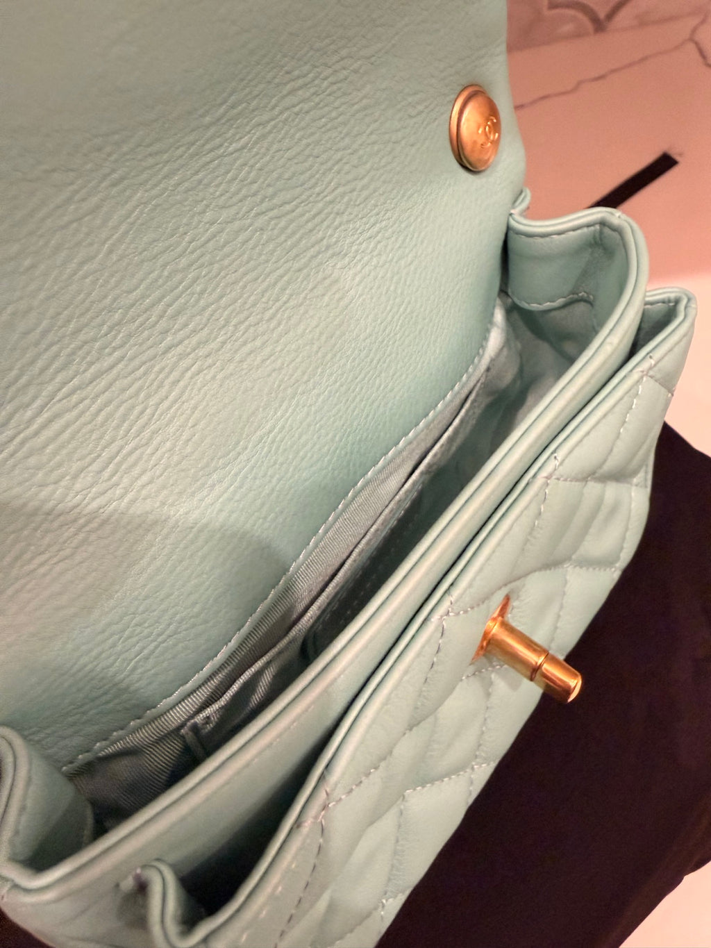 Chanel "Day Trips" Mini Flap Bag with Top Handle — Light Green 20C