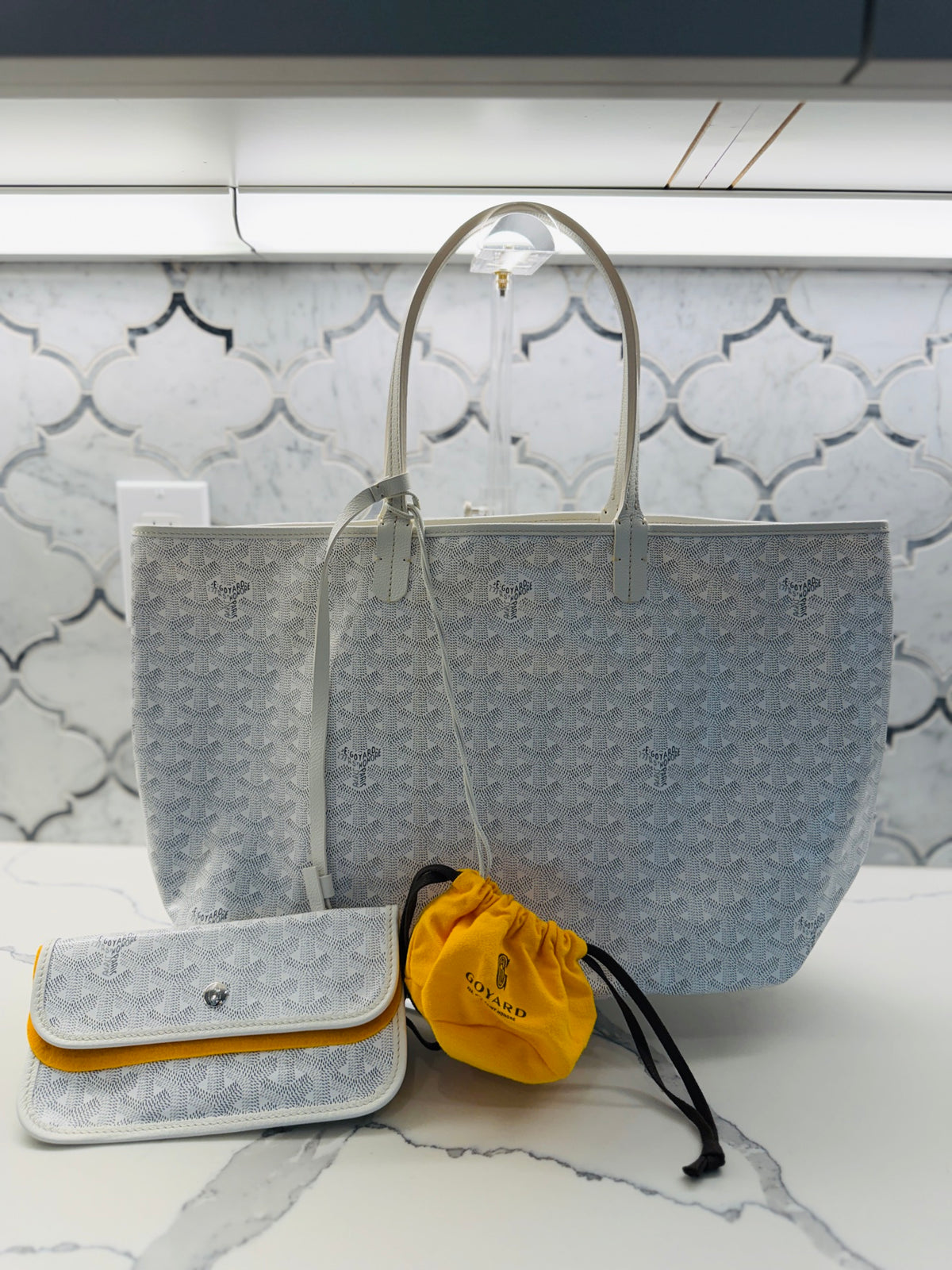 Goyard Saint Louis Tote — White Goyardine with Removable Pouch