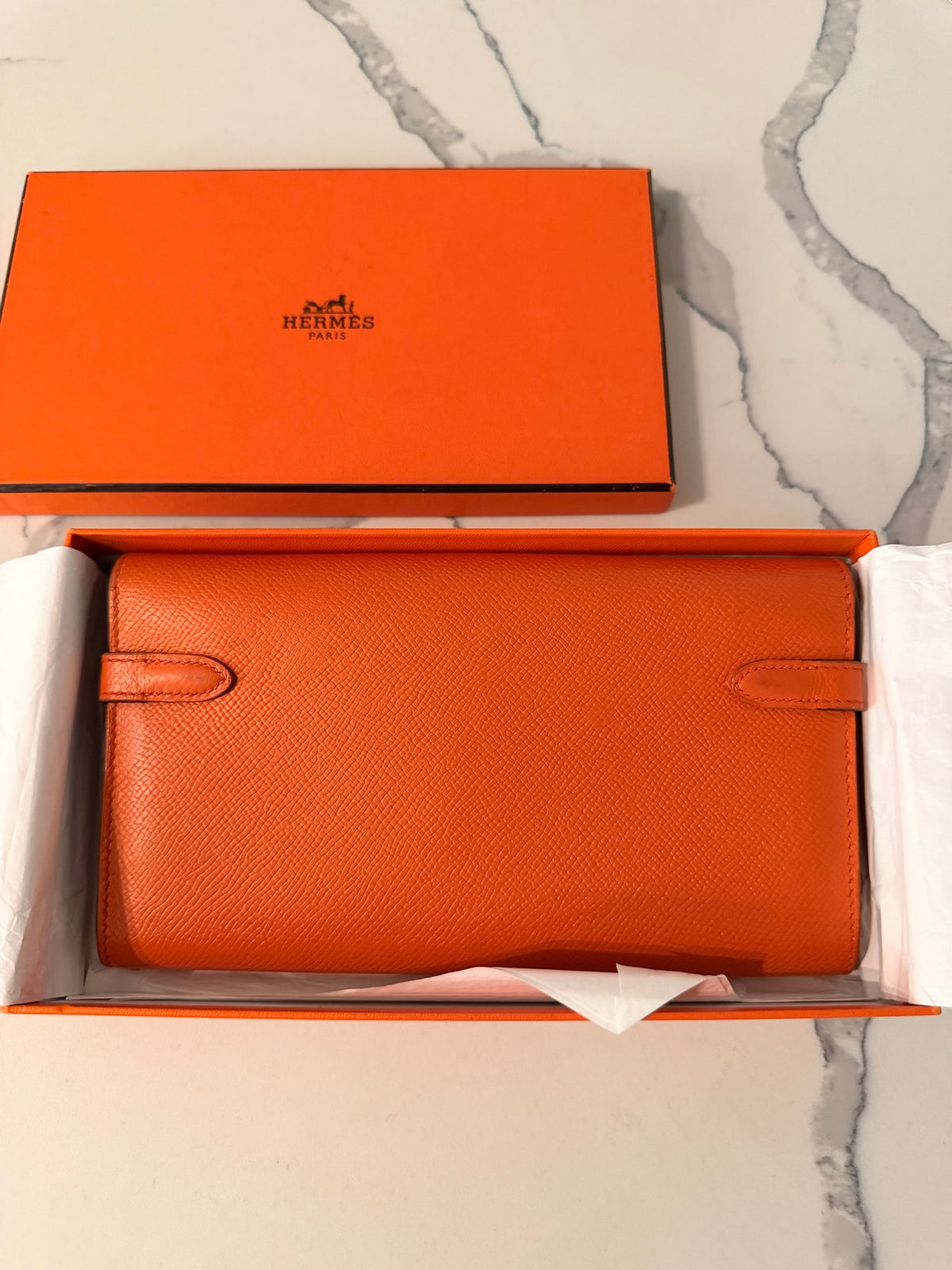 Hermès Kelly Wallet To Go — Orange Epsom