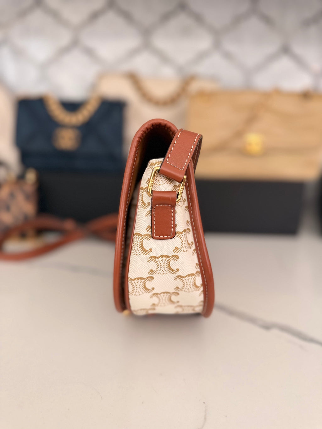 Celine Folco Medium Triomphe Canvas Messenger Bag