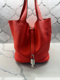 Hermès Picotin Lock 26 — Red Clemence with Palladium Hardware