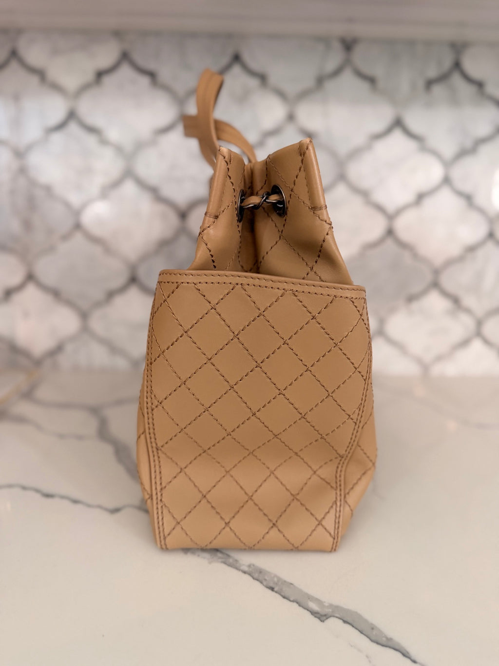 Chanel Beige Quilted CC Pocket Tote