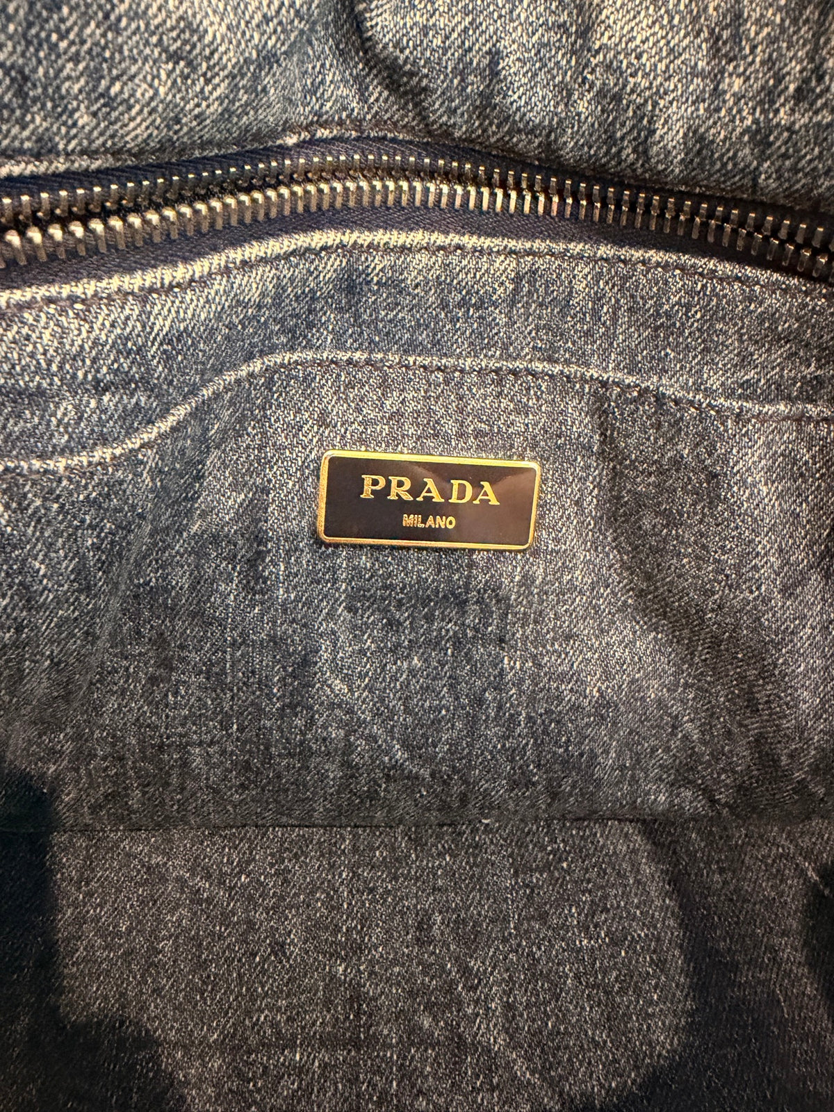 Prada Denim Canapa Tote — Blue