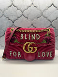 Gucci GG Marmont Medium 'Blind for Love' Shoulder Bag — Fuchsia Velvet