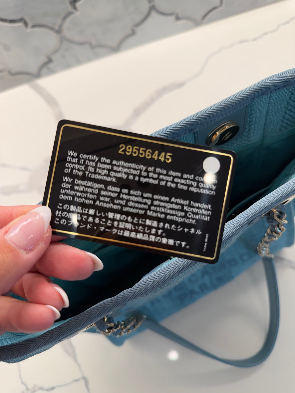 Chanel Deauville Tote — Light Blue Raffia with Silver Hardware