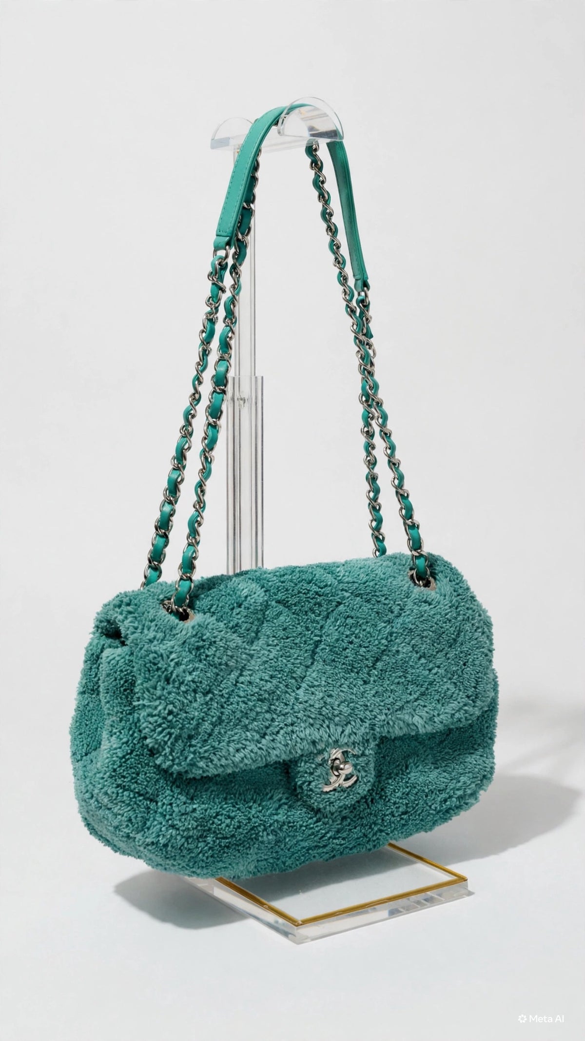 Chanel 19 Flap Bag — Green Terry Cloth with Silver Hardware