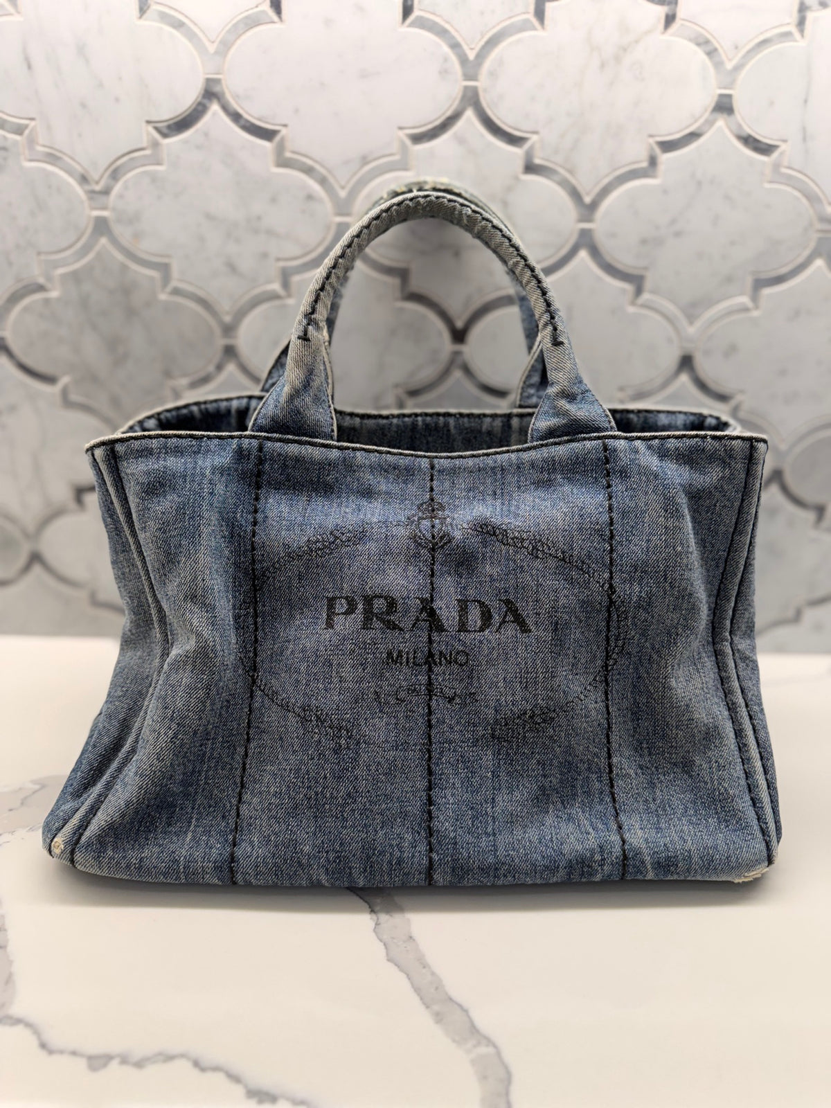 Prada Denim Canapa Tote — Blue