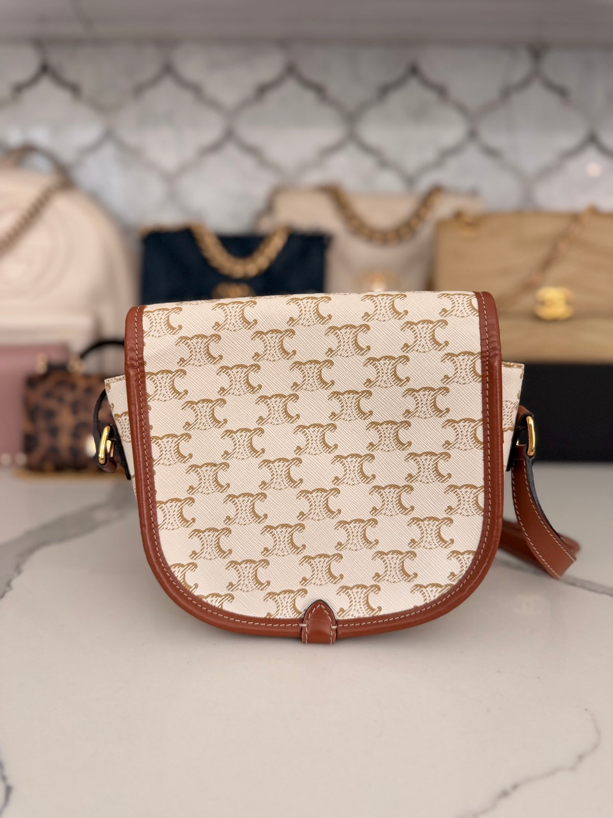 Celine Folco Medium Triomphe Canvas Messenger Bag