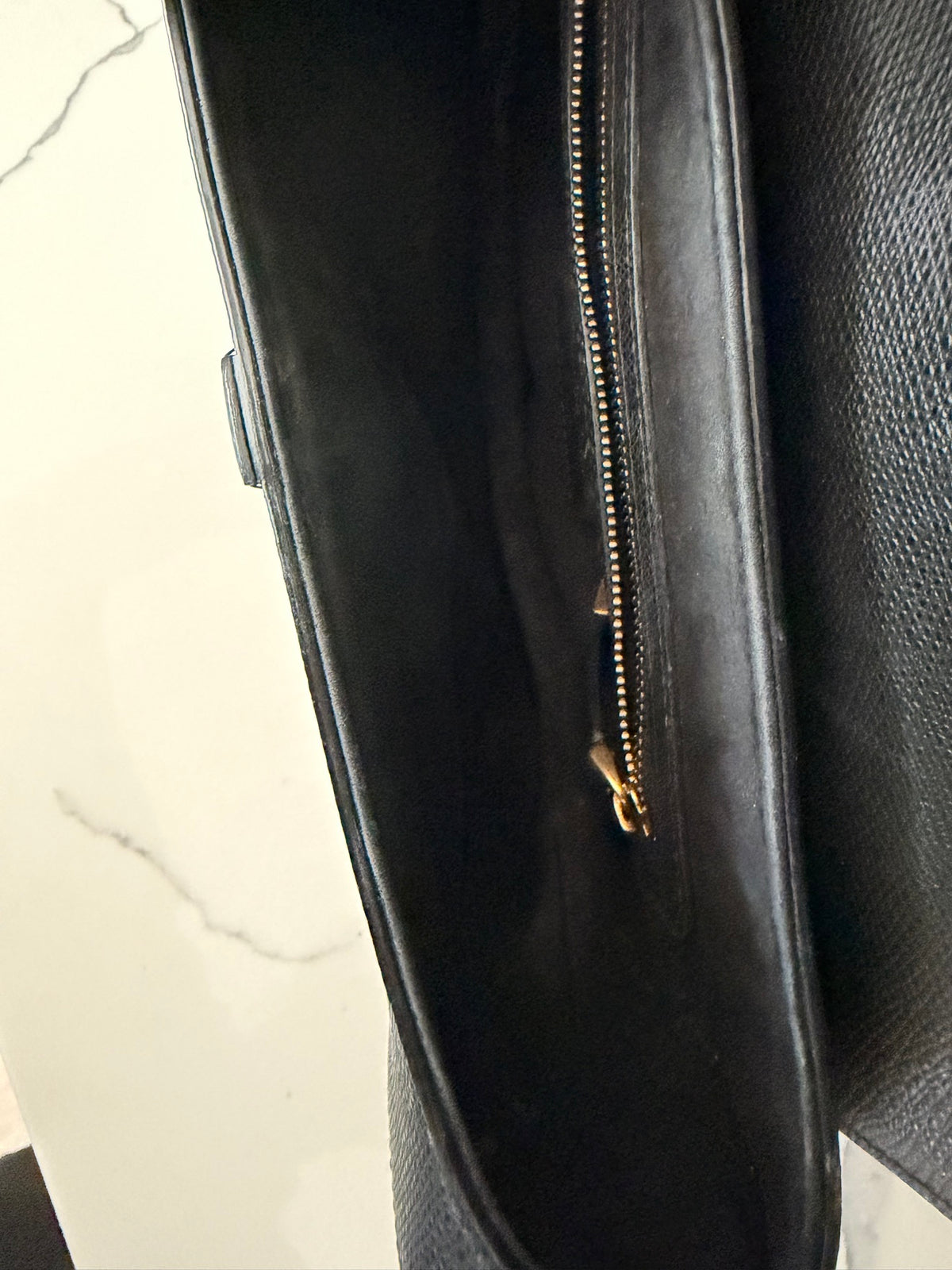 DIOR Black Saddle Shoulder Bag with Gold D Charm