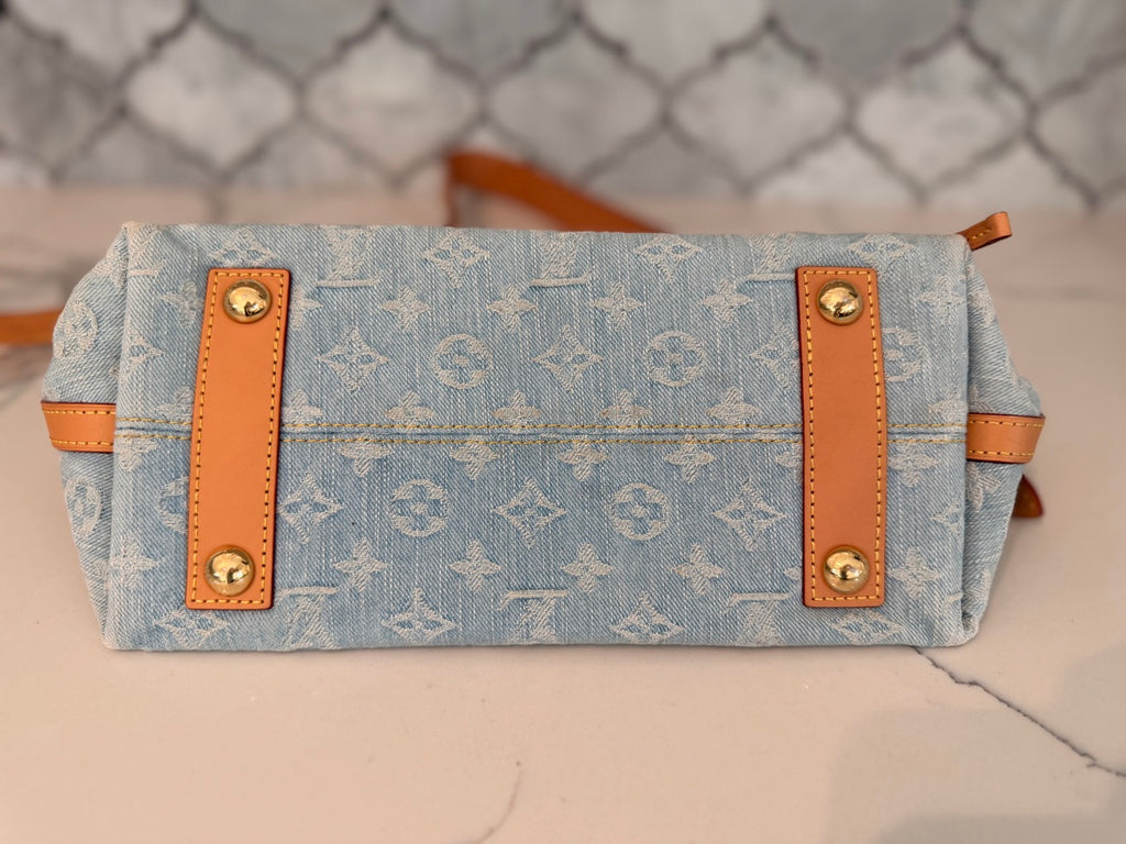 Louis Vuitton Monogram Denim CarryAll PM in Sky Blue with Pochette