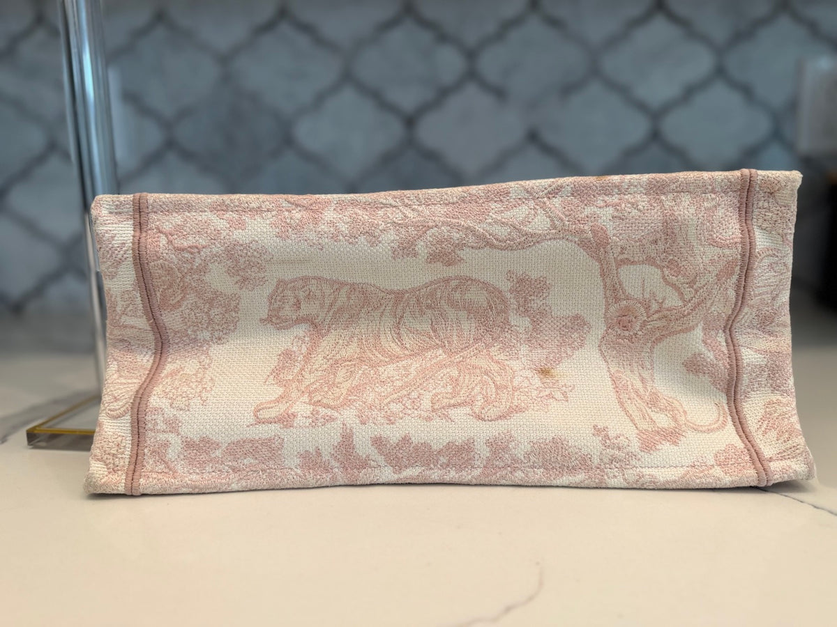 Dior Book Tote Medium — Pink Toile de Jouy Embroidery