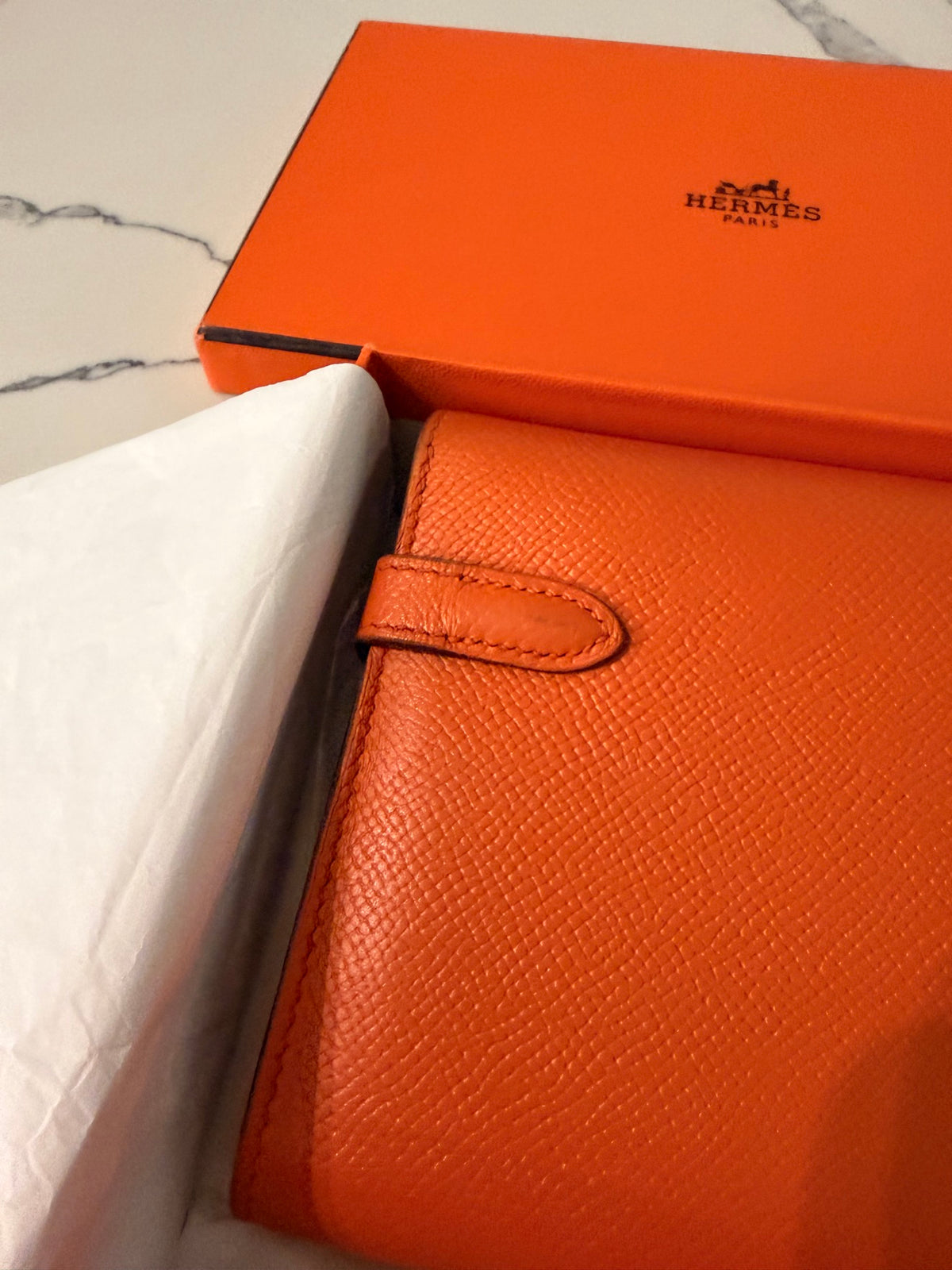 Hermès Kelly Wallet To Go — Orange Epsom