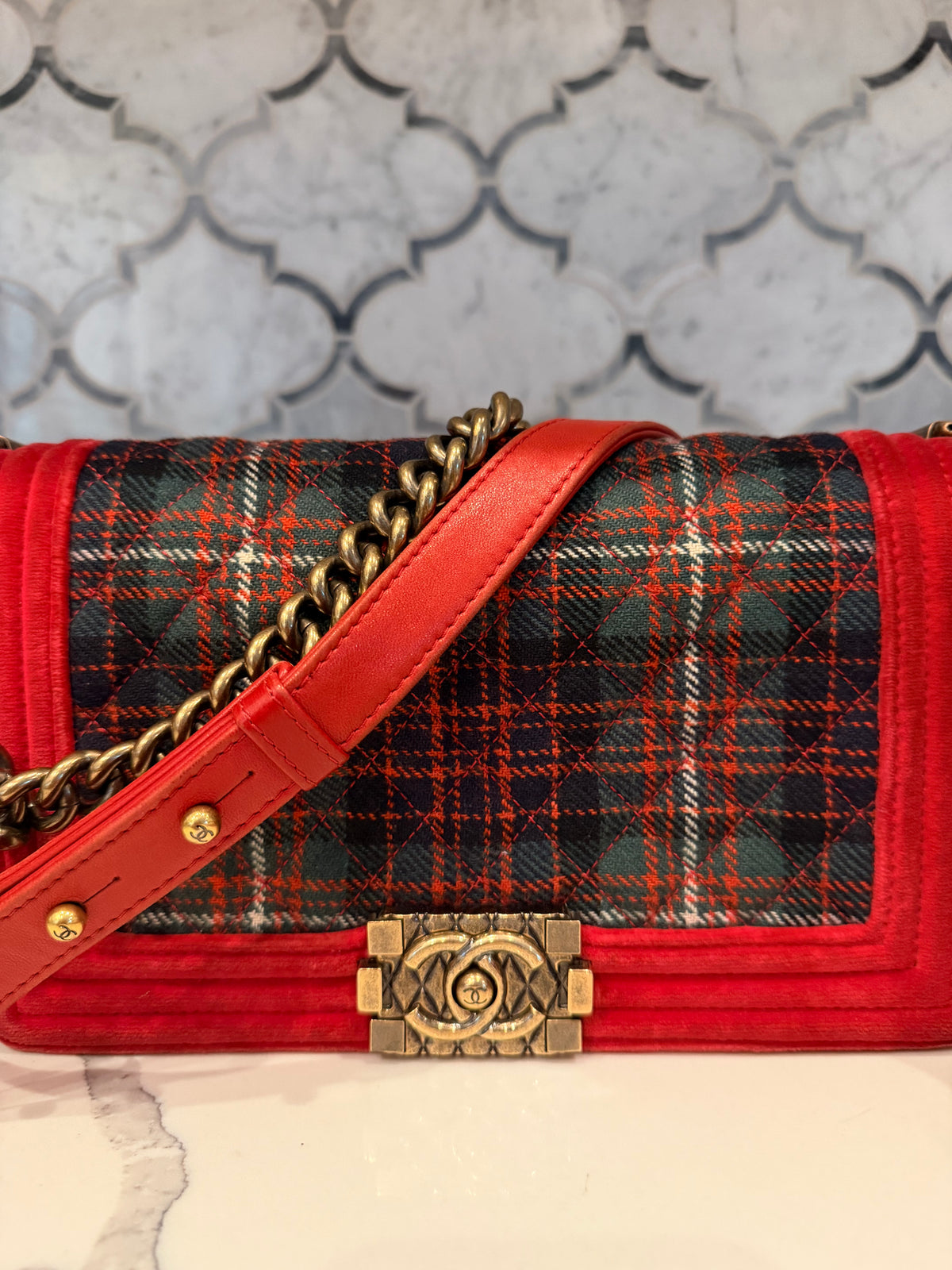 Chanel Paris-Edinburgh Small Tartan Boy Bag