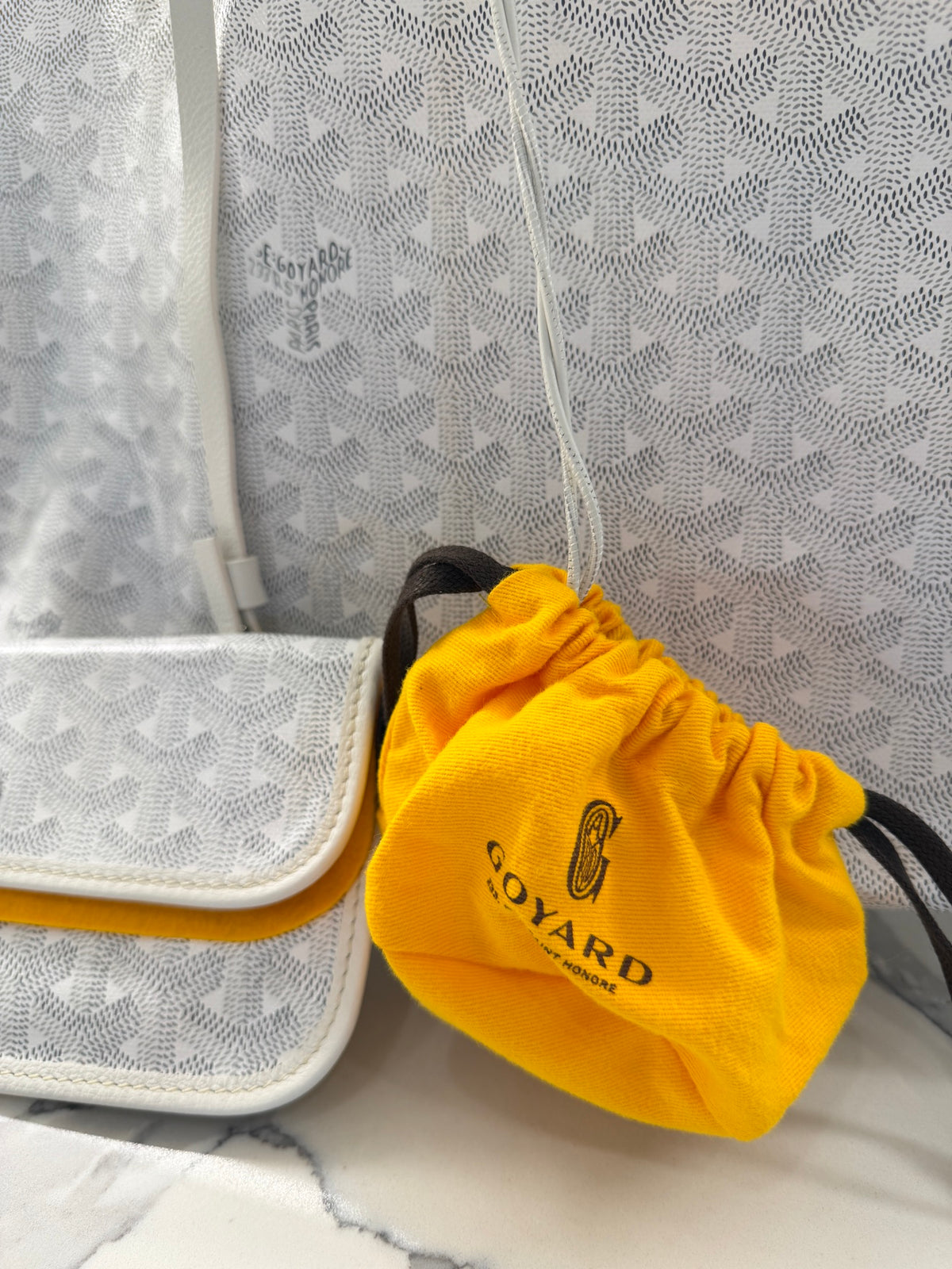 Goyard Saint Louis Tote — White Goyardine with Removable Pouch