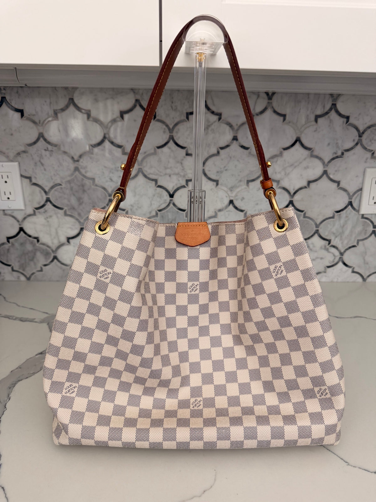 LV Graceful MM Hobo Damier Azur