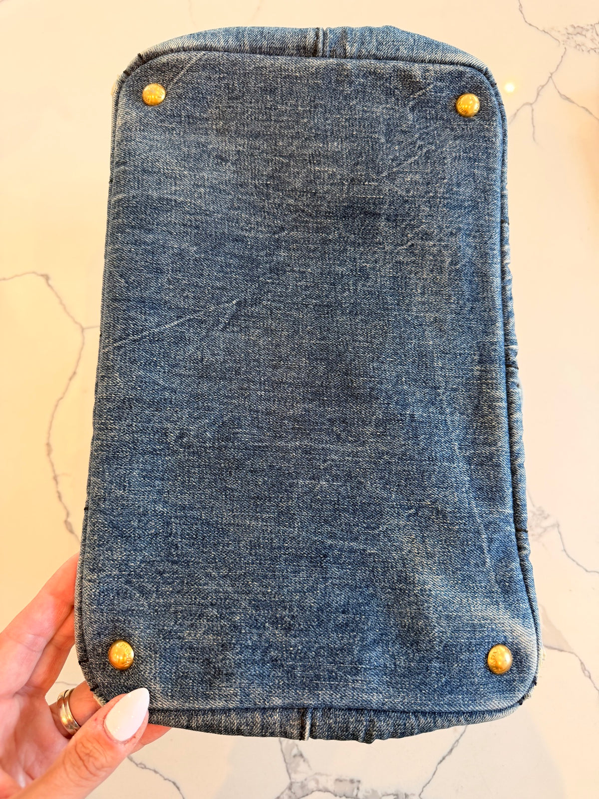 Prada Denim Canapa Tote — Blue