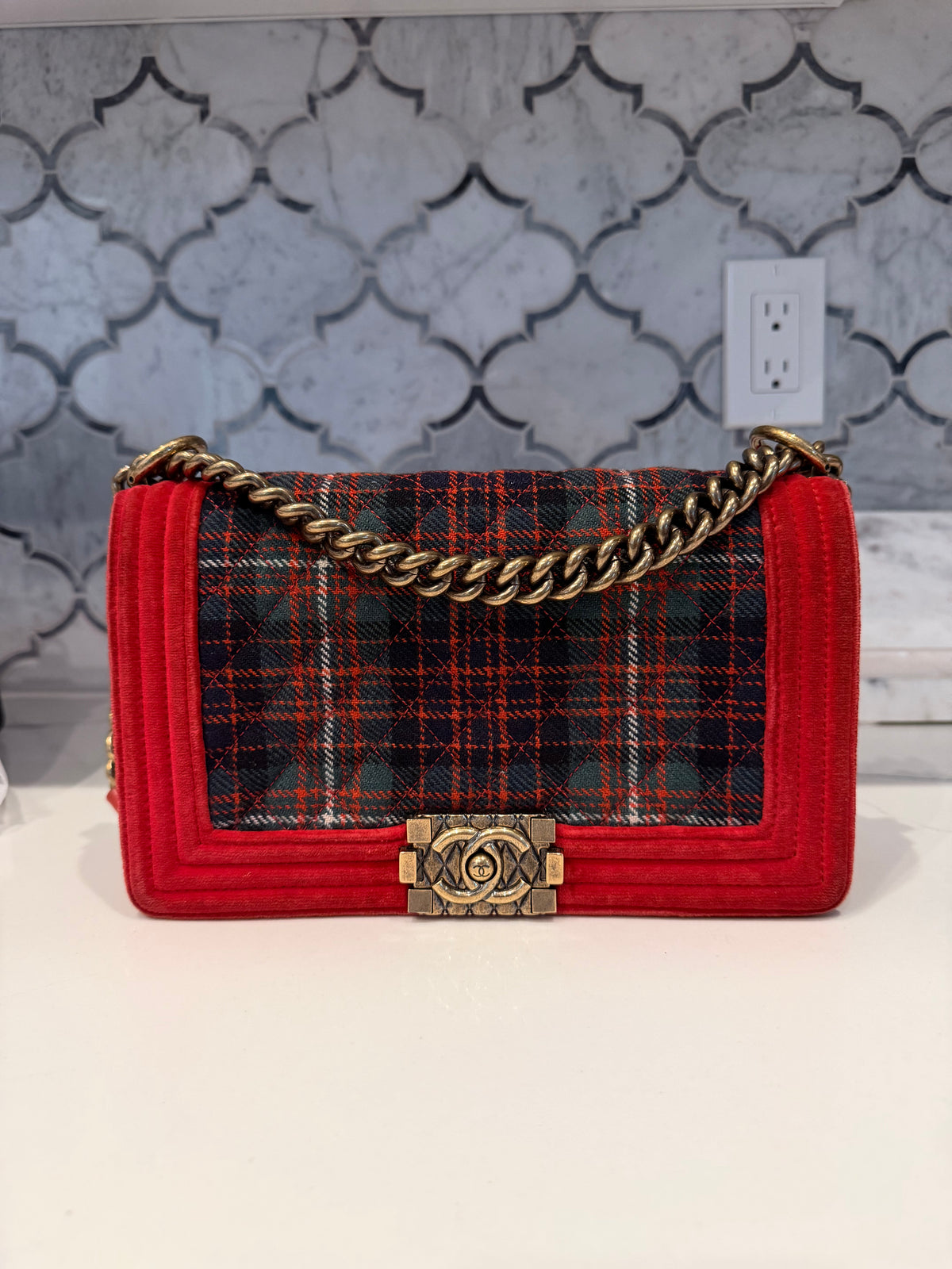 Chanel Paris-Edinburgh Small Tartan Boy Bag