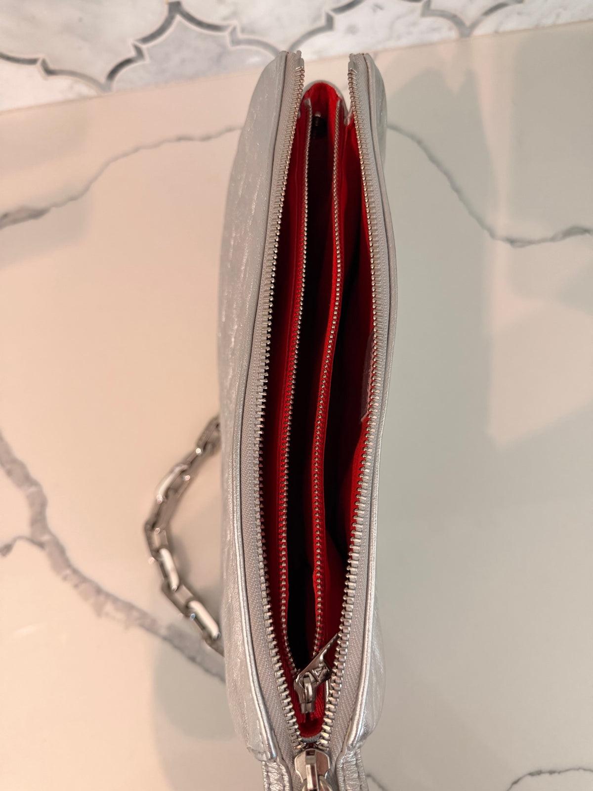 Louis Vuitton Coussin PM Silver Metallic Lambskin