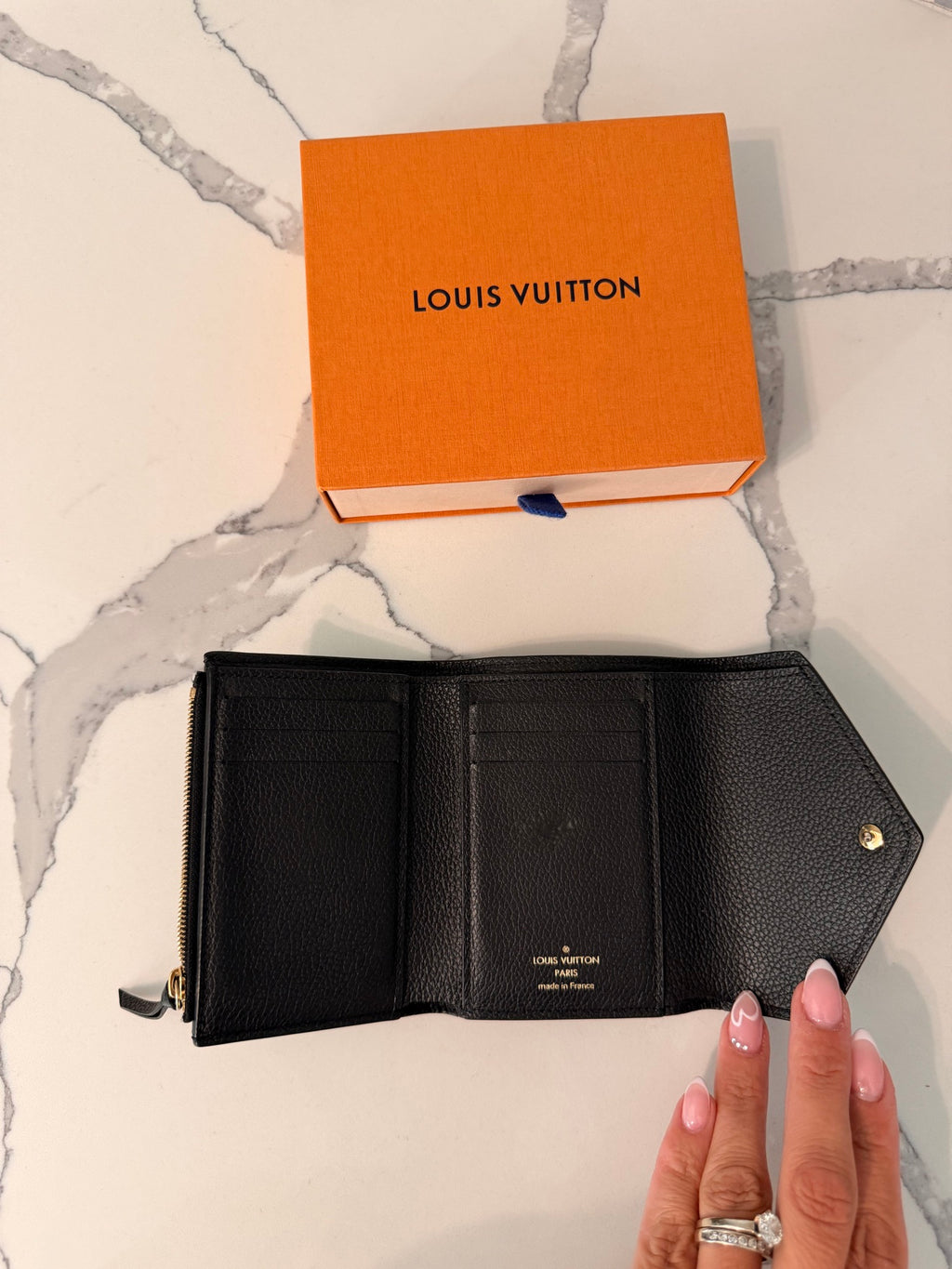 Louis Vuitton Black Monogram Empreinte Victorine Compact Wallet