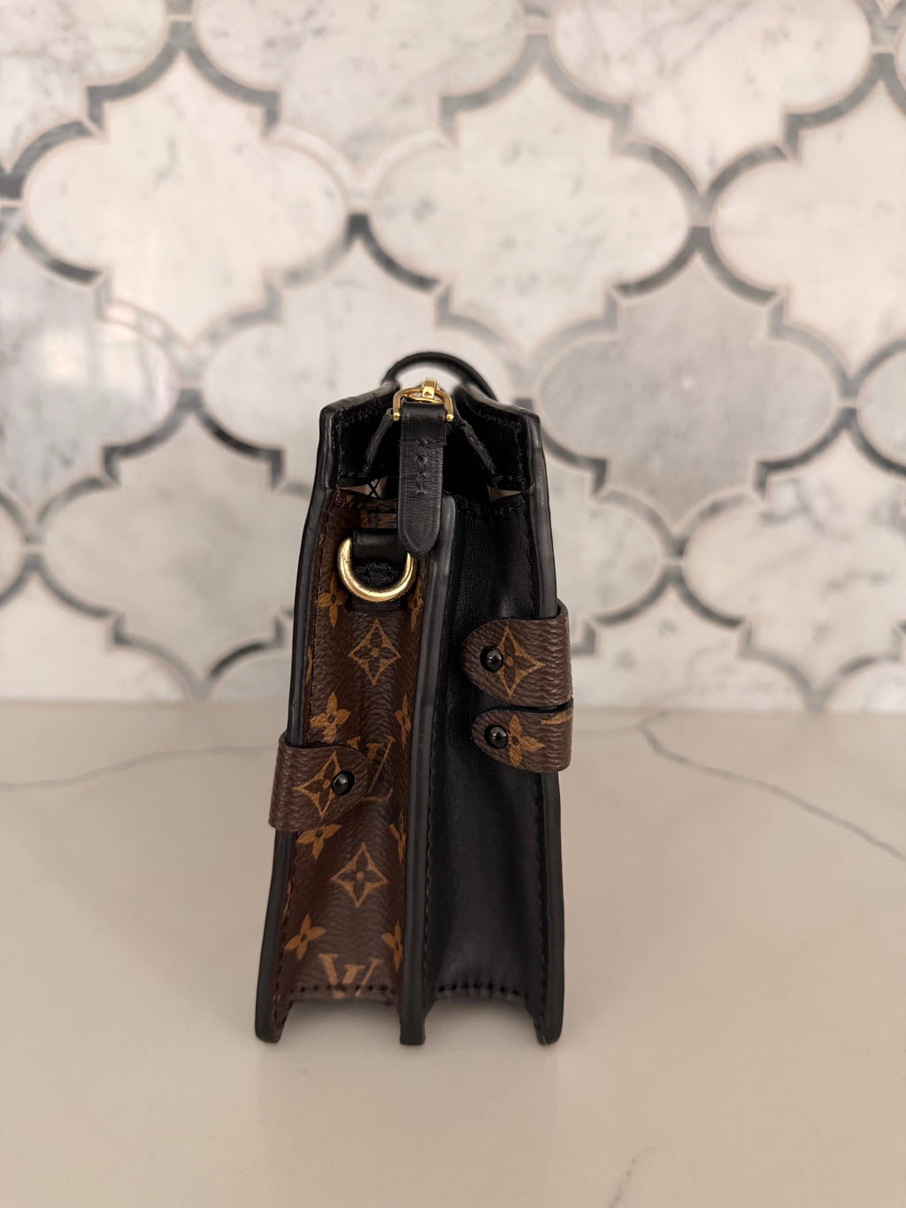 Louis Vuitton Monogram Reverse Trunk Clutch — Black Trim