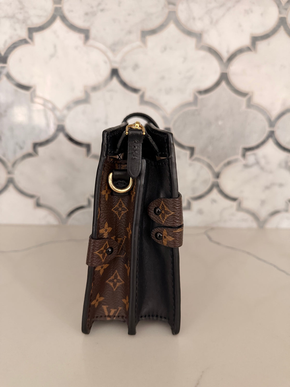 Louis Vuitton Monogram Reverse Trunk Clutch — Black Trim