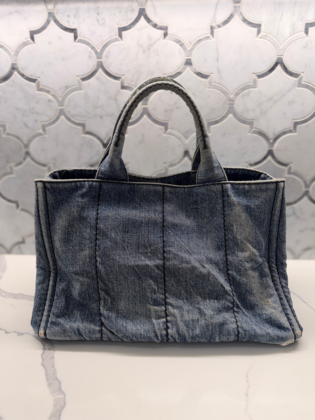 Prada Denim Canapa Tote — Blue