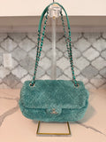 Chanel 19 Flap Bag — Green Terry Cloth with Silver Hardware