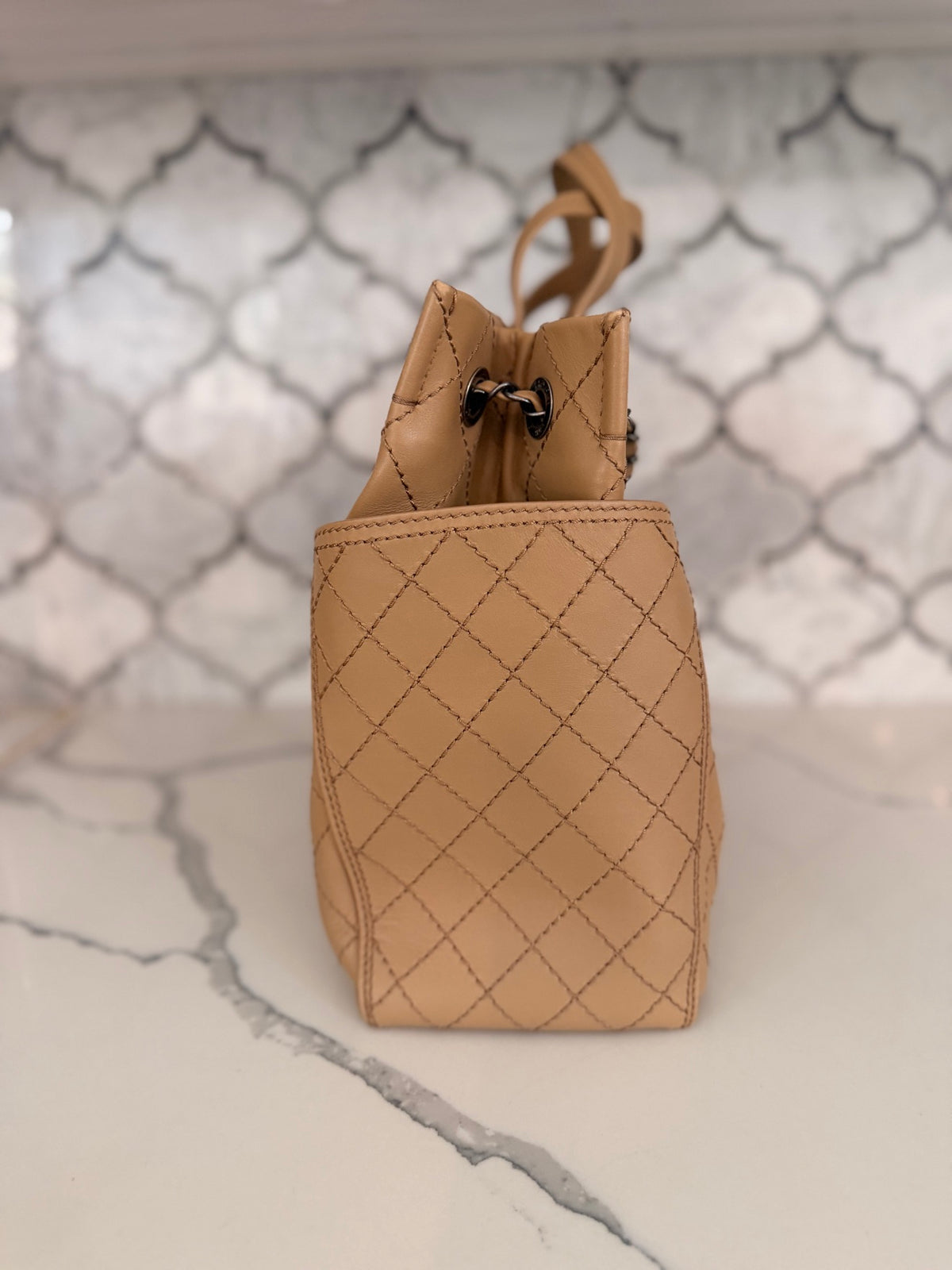 Chanel Beige Quilted CC Pocket Tote