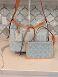Louis Vuitton Monogram Denim CarryAll PM in Sky Blue with Pochette