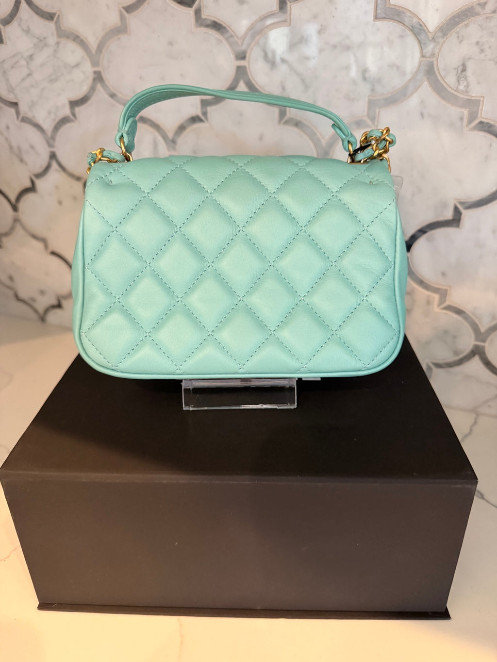 Chanel "Day Trips" Mini Flap Bag with Top Handle — Light Green 20C