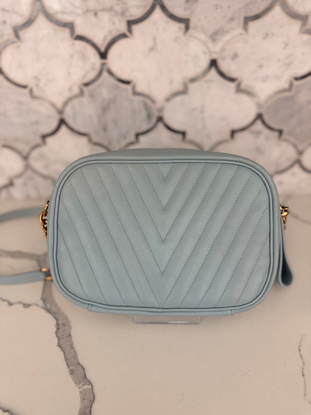 Louis Vuitton New Wave Camera Bag — Light Blue Quilted Leather