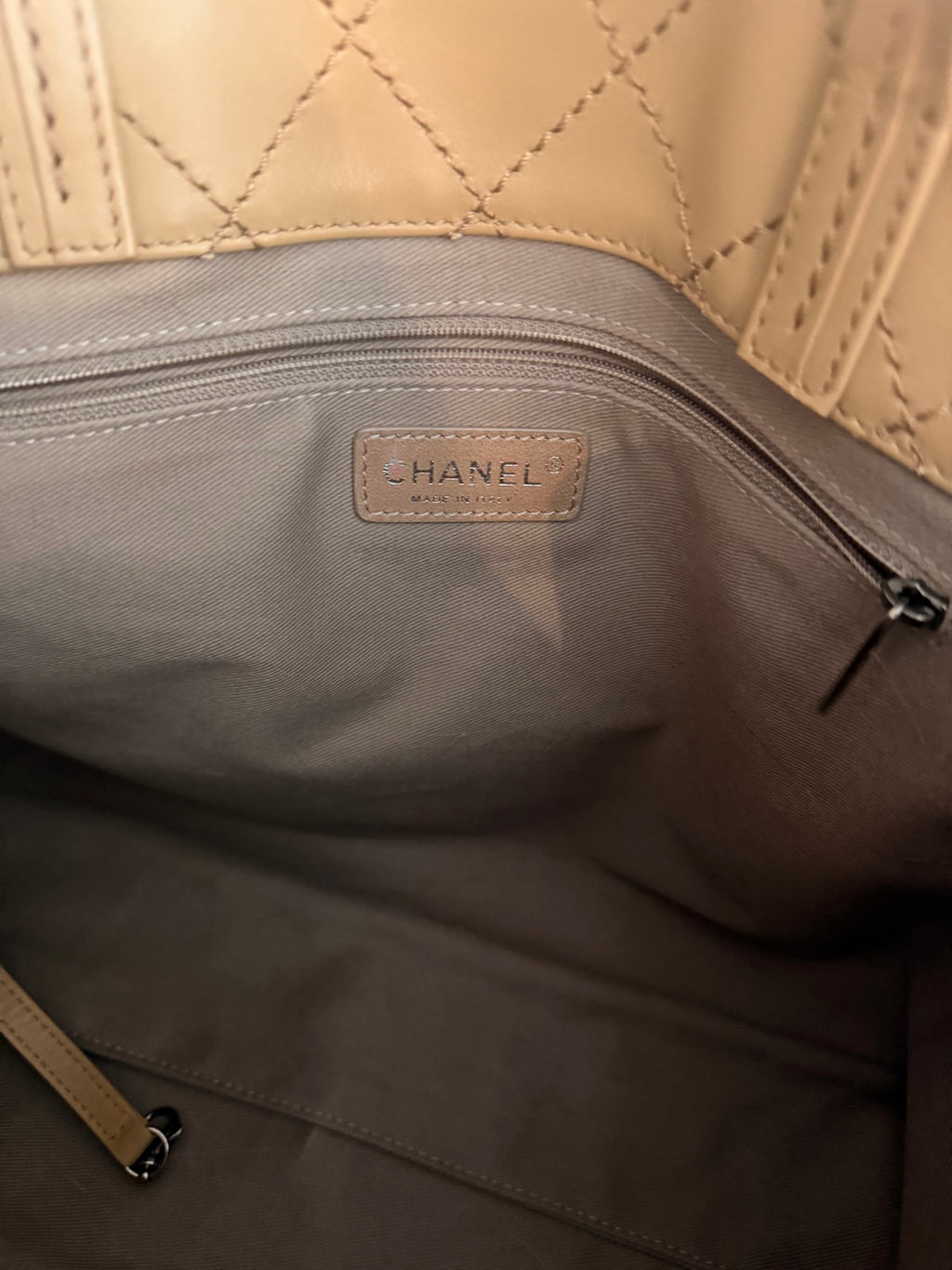 Chanel Beige Quilted CC Pocket Tote