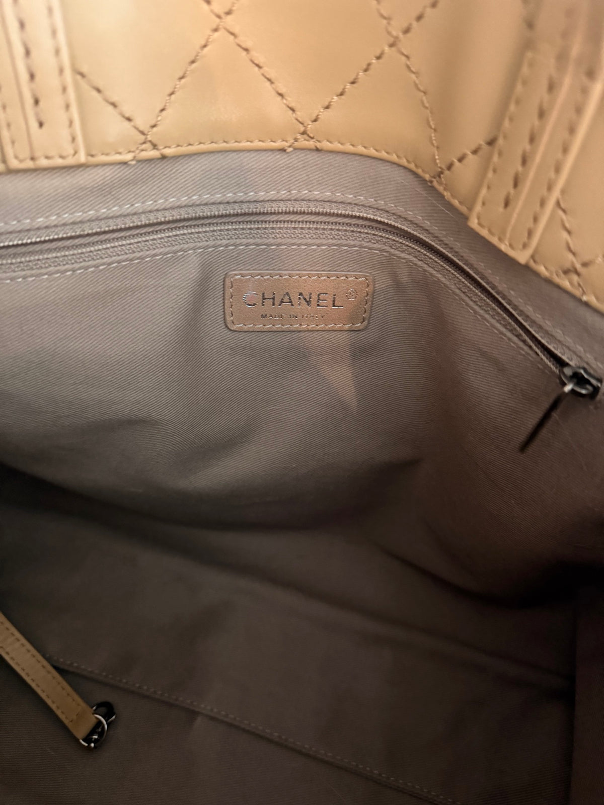 Chanel Beige Quilted CC Pocket Tote