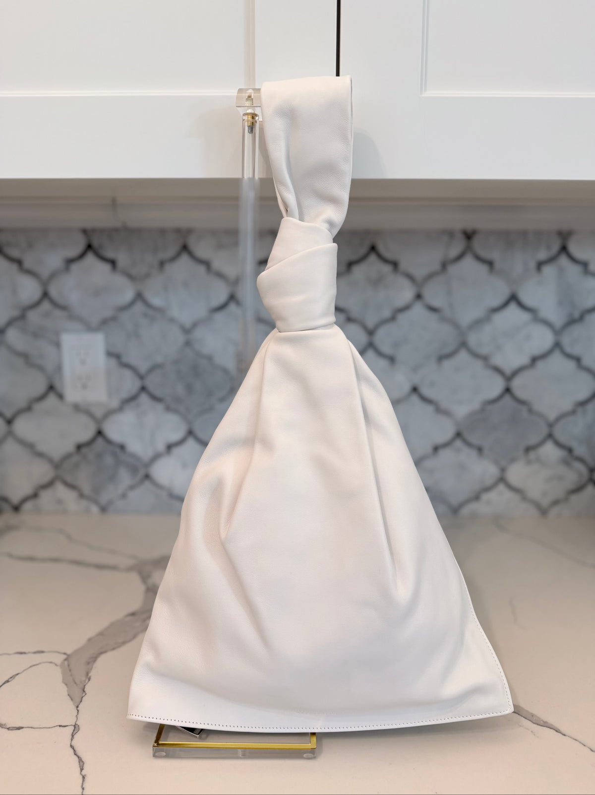 Bottega Veneta Twist Bag — White Leather with Knot Handle
