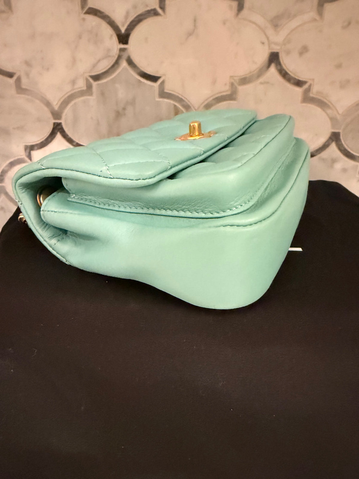 Chanel "Day Trips" Mini Flap Bag with Top Handle — Light Green 20C