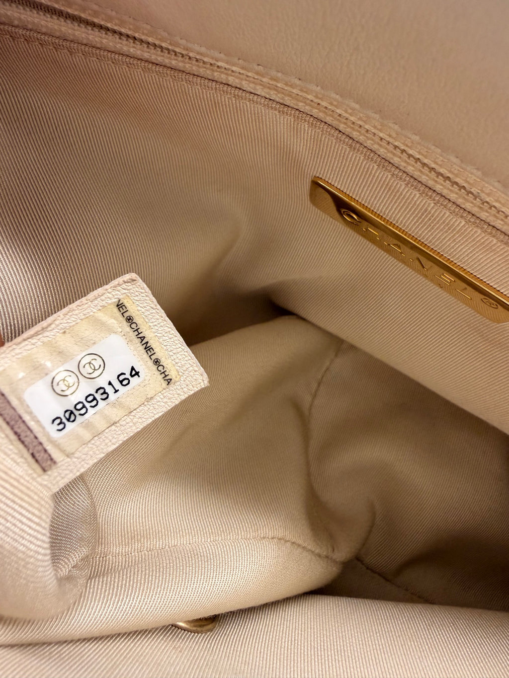 Chanel 19 Medium Flap Bag in Beige Quilted Lambskin