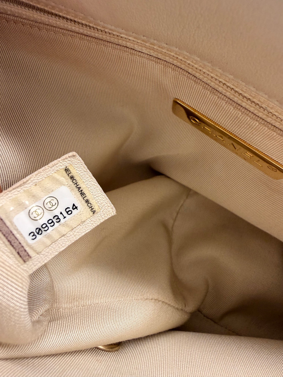 Chanel 19 Medium Flap Bag in Beige Quilted Lambskin