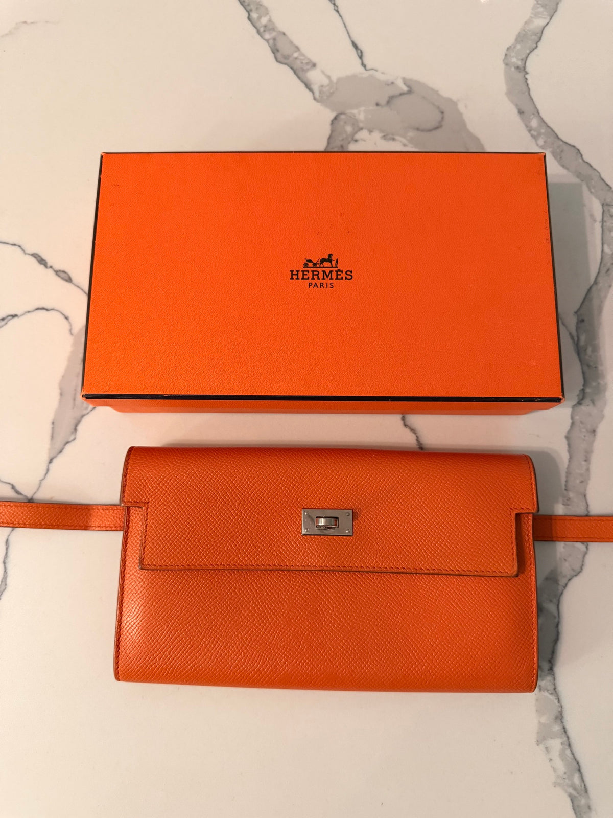 Hermès Kelly Wallet To Go — Orange Epsom