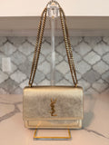 Saint Laurent Medium Sunset — Metallic Gold Grained Leather