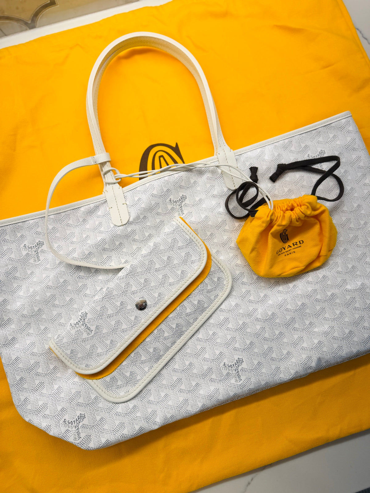 Goyard Saint Louis Tote — White Goyardine with Removable Pouch