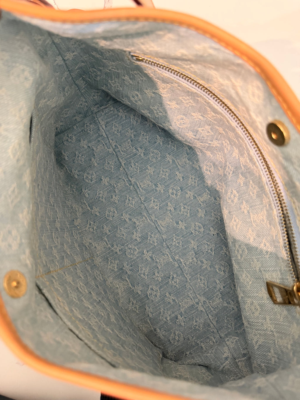 Louis Vuitton Monogram Denim CarryAll PM in Sky Blue with Pochette