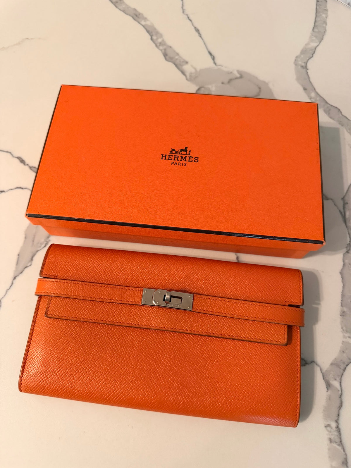 Hermès Kelly Wallet To Go — Orange Epsom