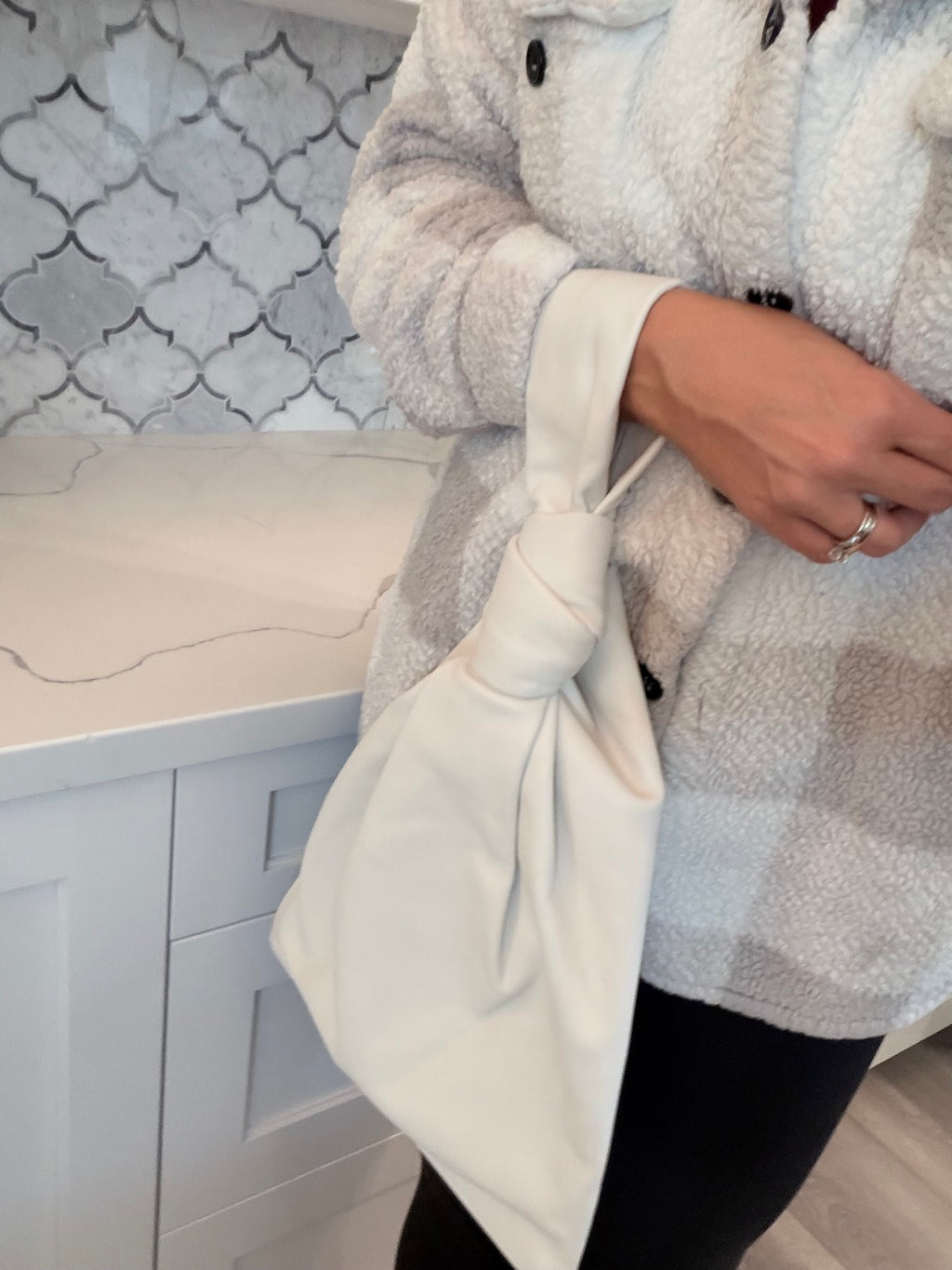 Bottega Veneta Twist Bag — White Leather with Knot Handle