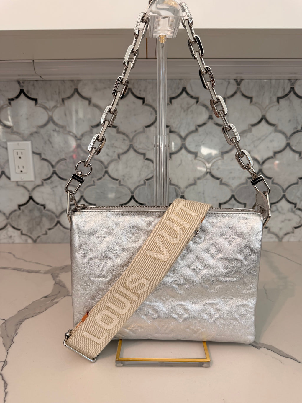 Louis Vuitton Coussin PM Silver Metallic Lambskin